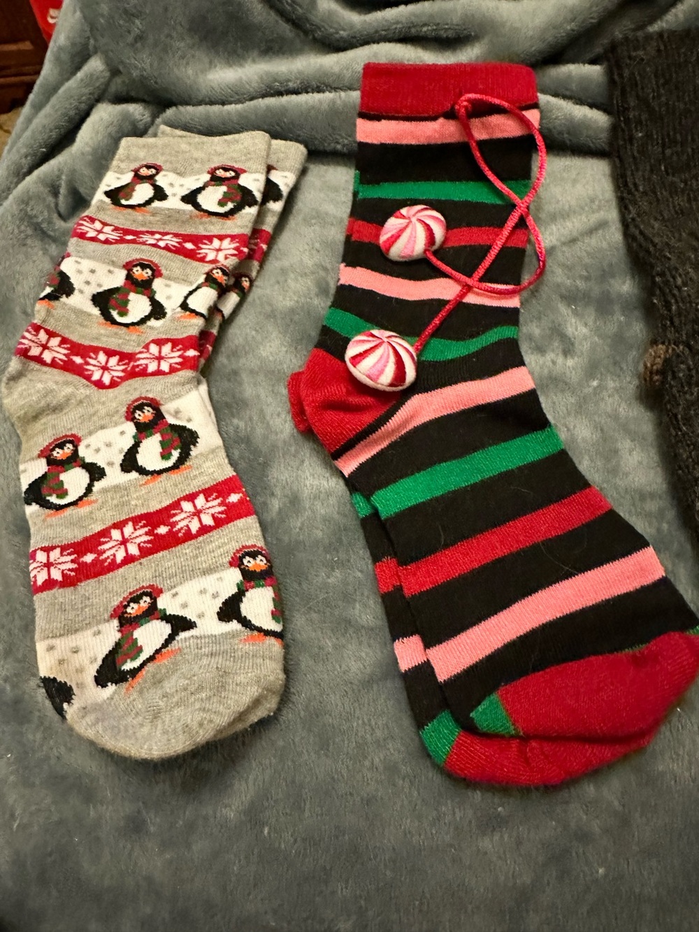 Bundle of 2 Festive Penguin & Striped Holiday Socks